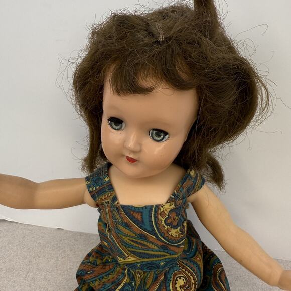 Vintage 1950's Ideal Toni Doll 14" Made in USA P-90 Brunette Nylon Hair Jointed - Picture 2 of 13